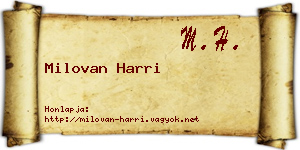 Milovan Harri névjegykártya